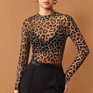 Leopard Print Sheer Top